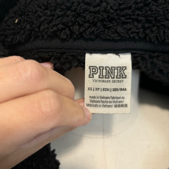 PINK Victoria’s Secret Black Sherpa Half Zip Fleece Sweater - Picture 13 of 15